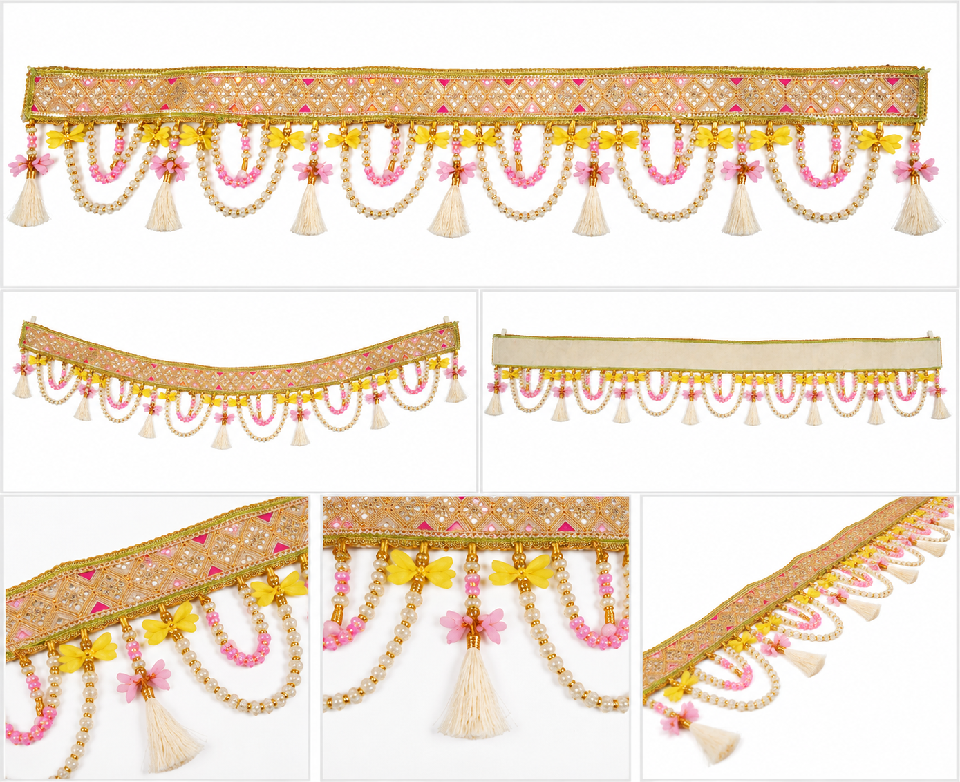 TheFancyFinds Premium Handmade Door Toran | Floral Pearl Bandarwal for Home Entrance | Festive & Wedding Decoration (4 Ft)